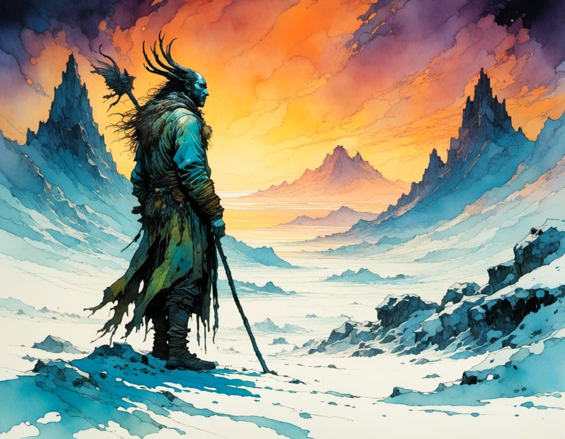 a sunset brilliant over the snow