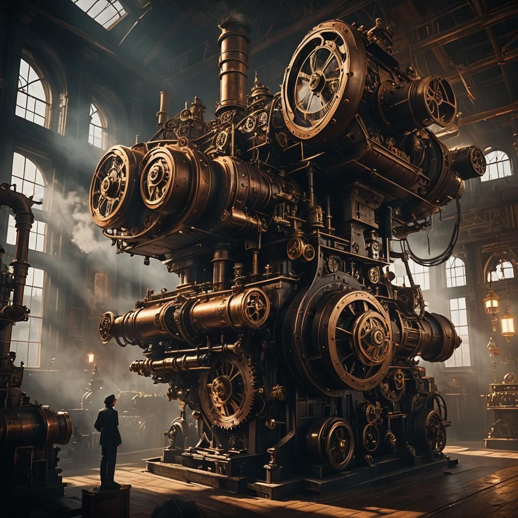 Steampunk Engine Room in Cinematic Lighting