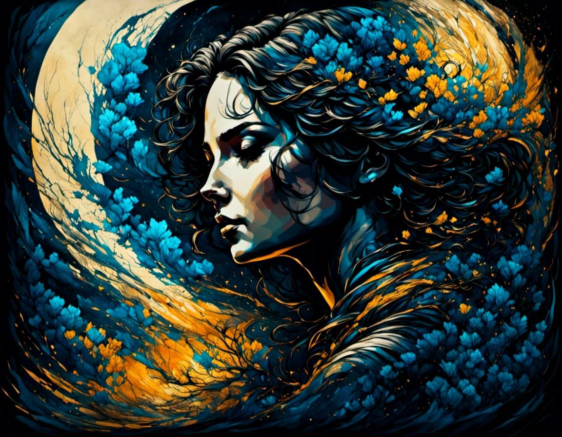 Neon Landscape of Inadequacy in Watercolor Style