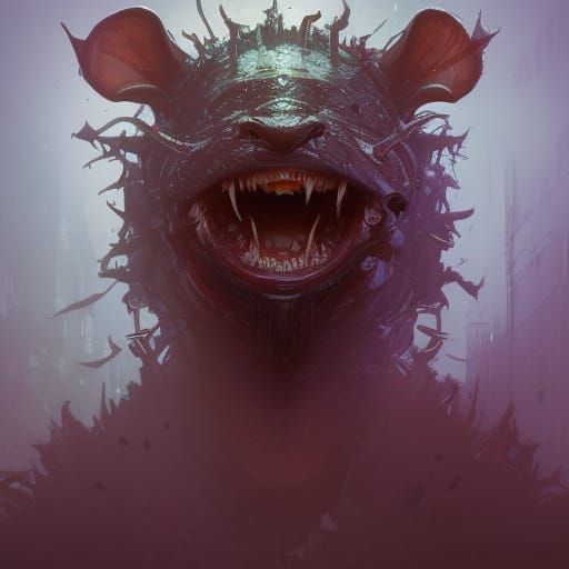 Horror Portrait of the Rat King in Sewers