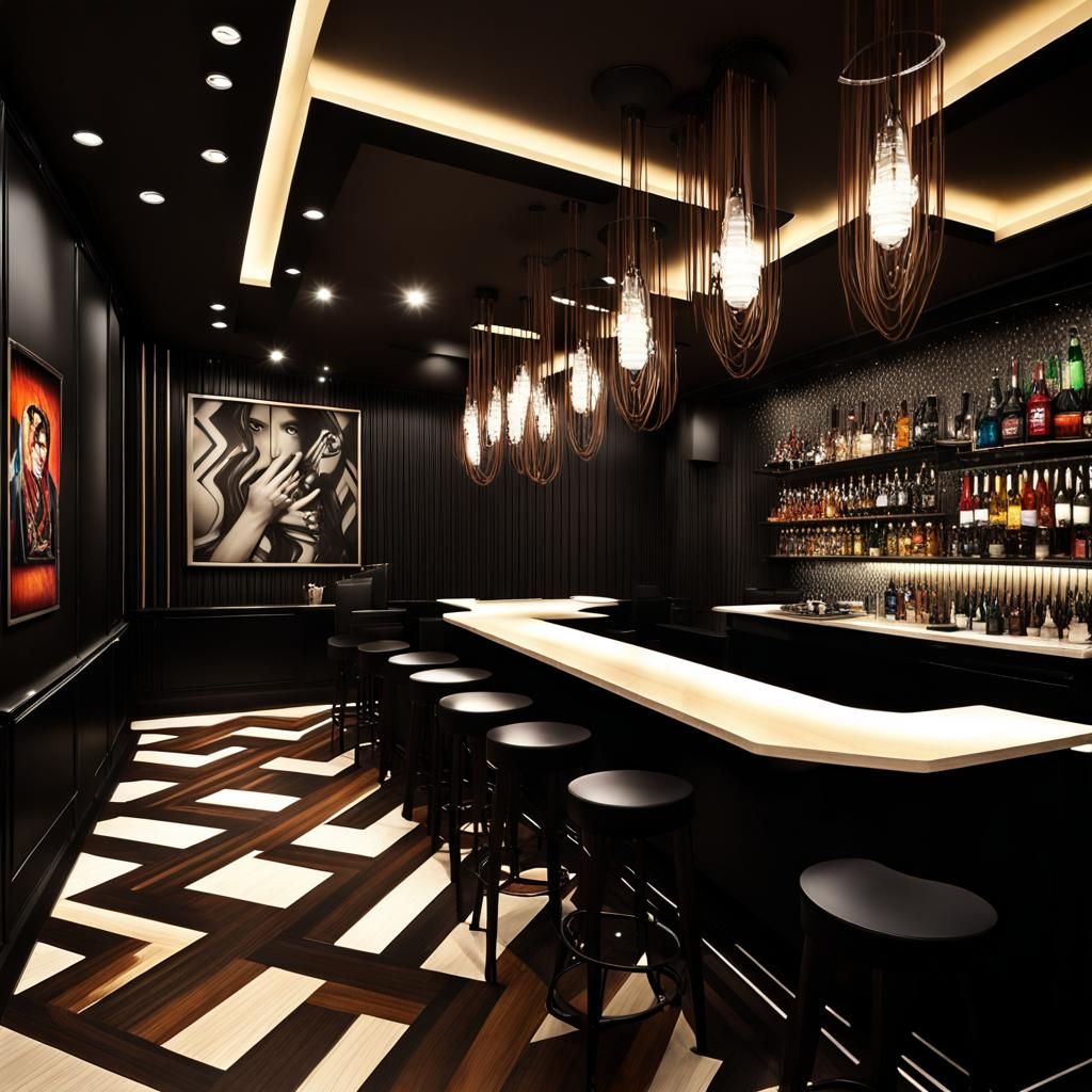 Hard Rock Nightclub Interior with Billiard Sticks