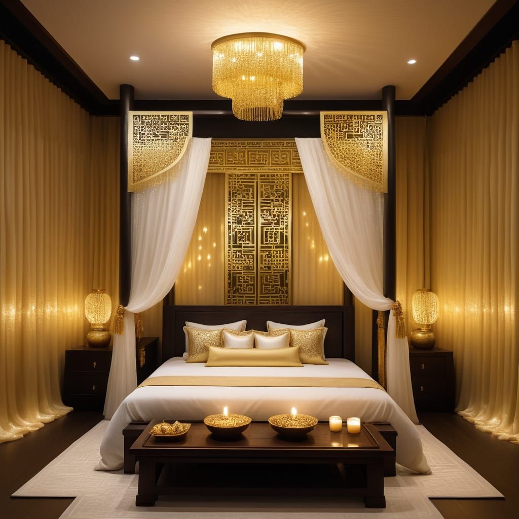 Cross between ancient and modern Chinese inner sleep room (Go for Gold)