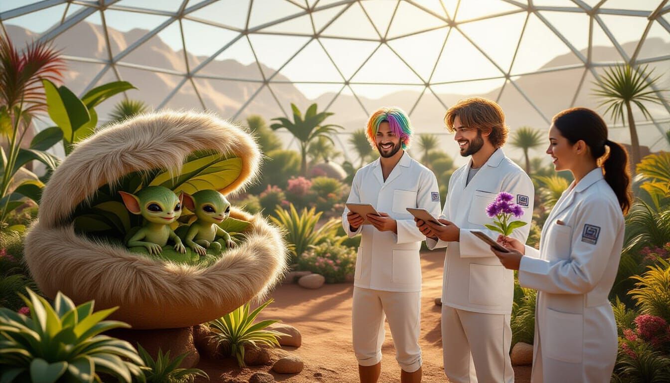 Futuristic Mars Botanical Garden with Alien Life