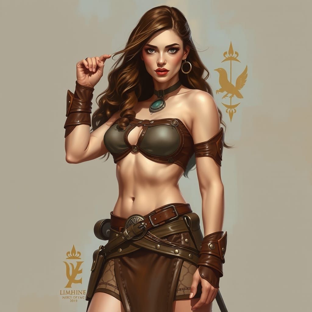 Sensual Warrior Priestess in Leather Armor