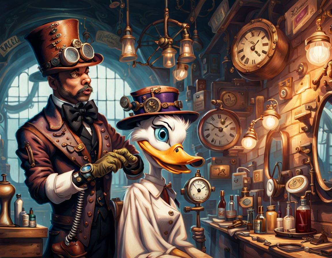 Steampunk Daisy Duck at the Beauty Shop