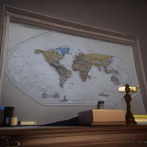 Detailed 3D World Map Concept Art