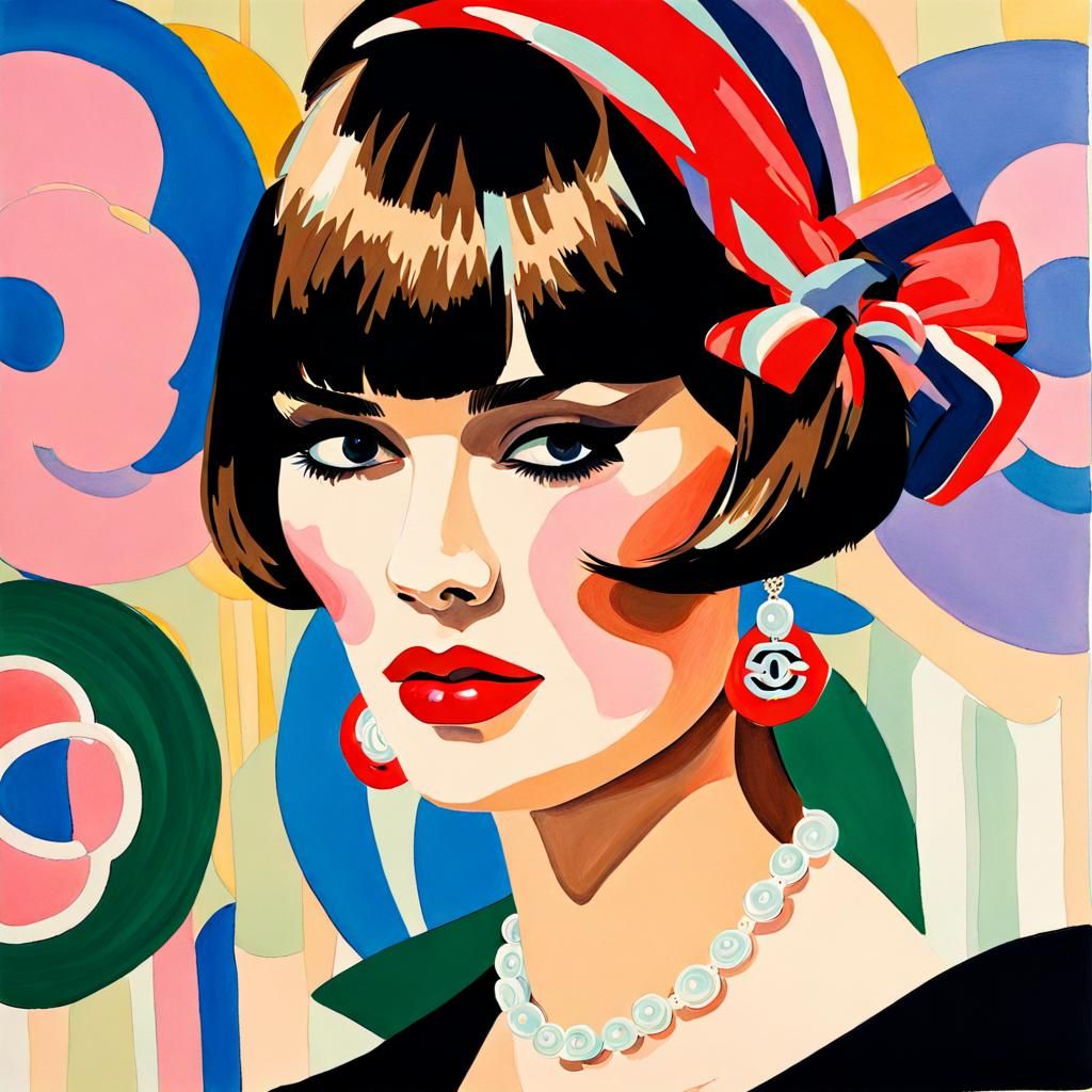 CHANEL Model in Gouache Painting Style