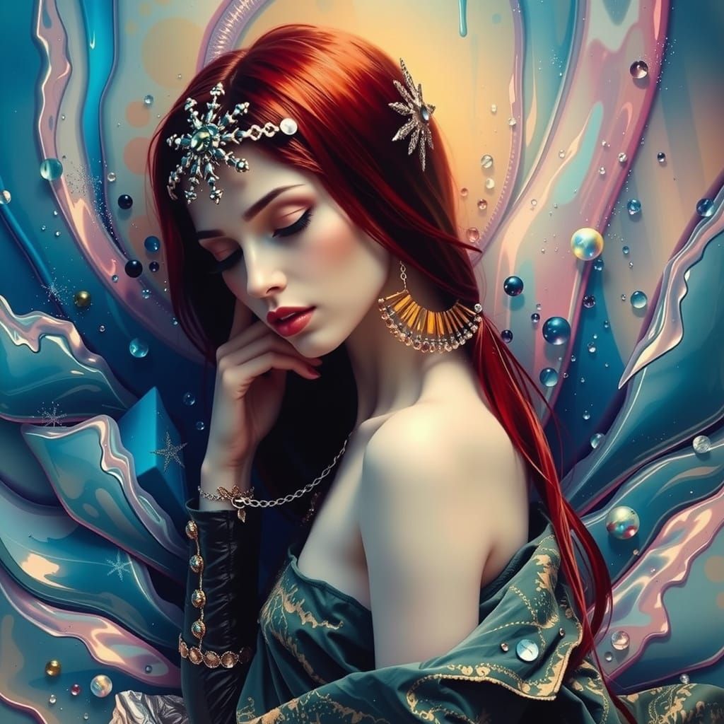 knolling Trompe l'oeil mirrors glass  iridescent fog laser b...