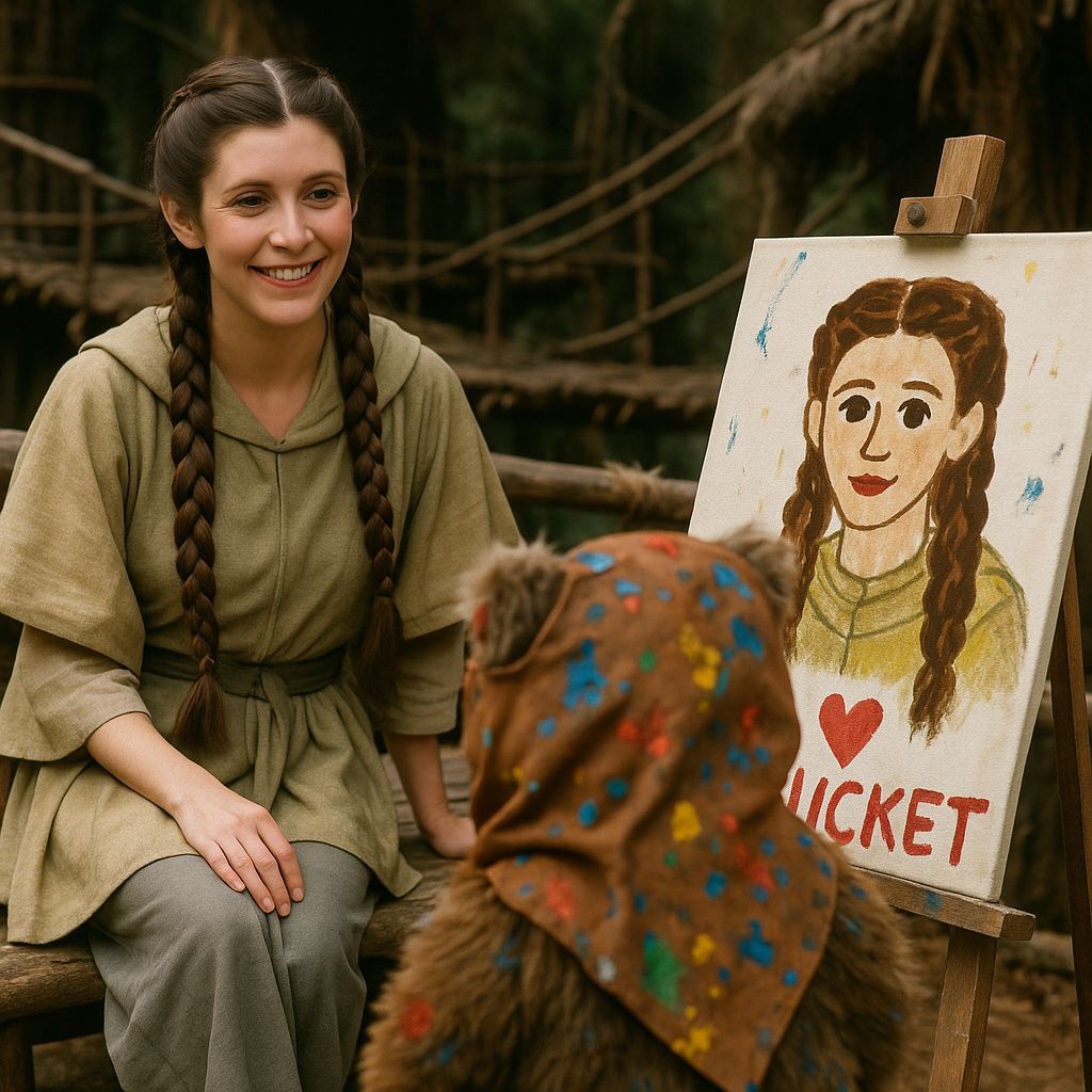 Princess Leia Portrait Painted by Wicket in Ewok Village