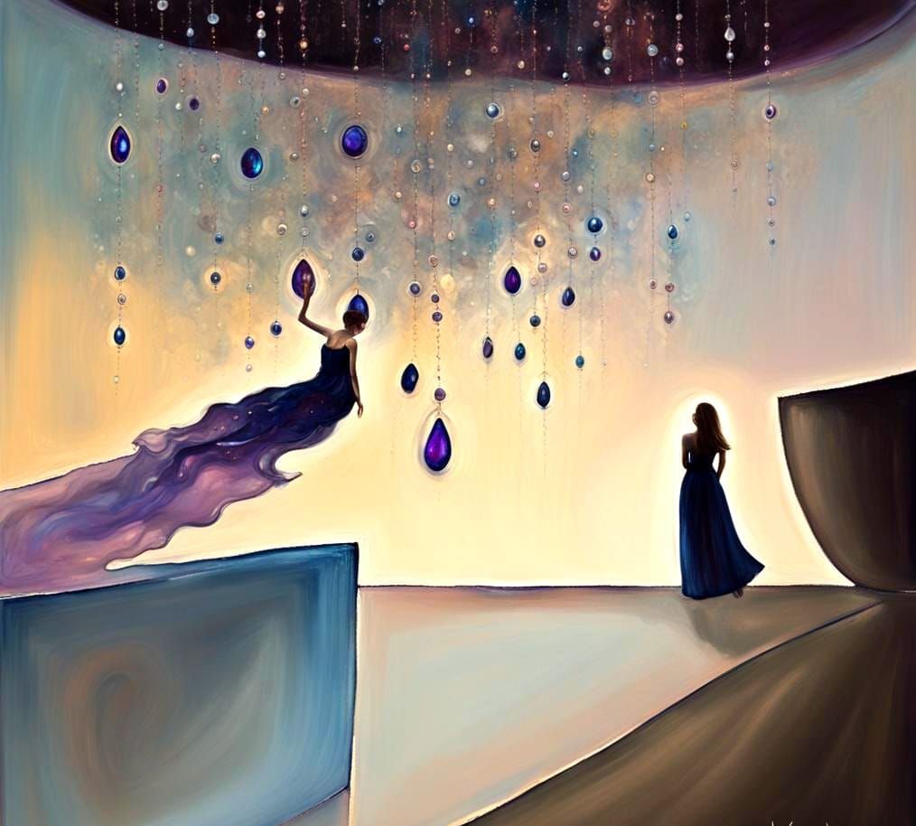 Dreamlike Portrait with Jewels in Rothko Style