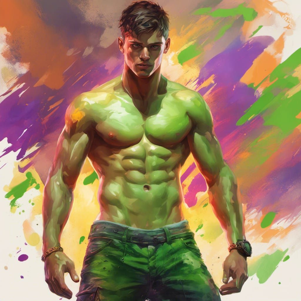 Hyperrealistic Young Brunette Male with Green Eyes