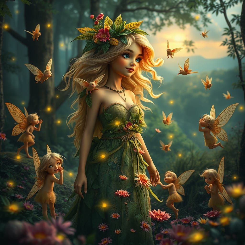 Enchanted Mother Earth in Whimsical Forest