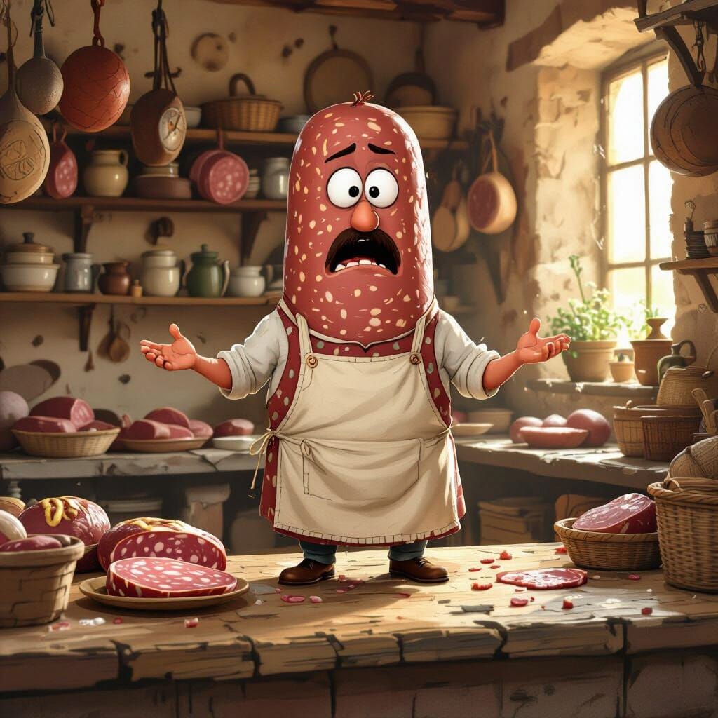 Talking Salami Complains in Tuscan Meat Shop