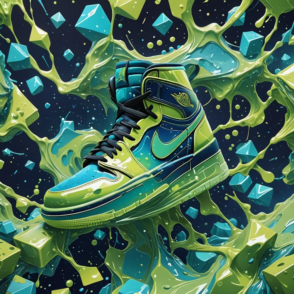 Air Jordan 1 Sneaker in Space, Neo-Cubism Art