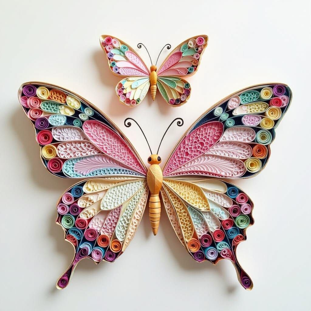 Paper Quilled Butterflies in Pastel Hues