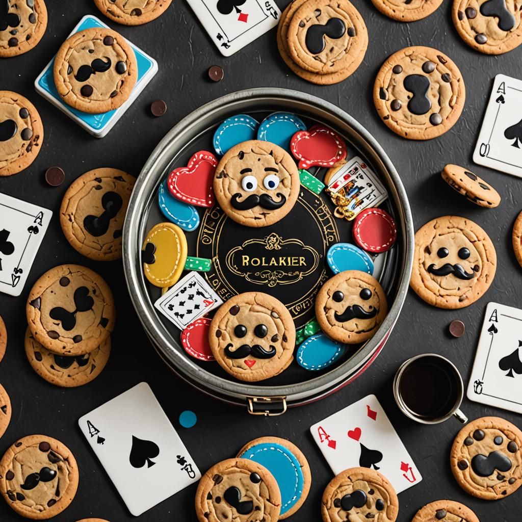 Cookies Play Poker in a Cookie Tin