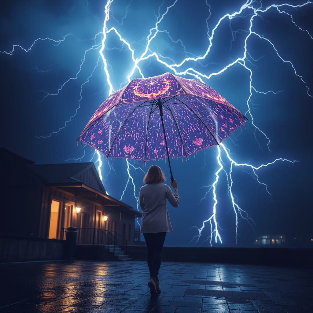 Fantastical Lightning Umbrella Generated by AI