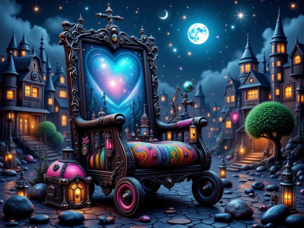 Punk Rocking Chair With Miniature Fishing Village