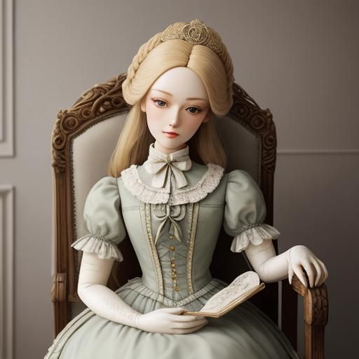 Delicate Porcelain Doll in Victorian Setting