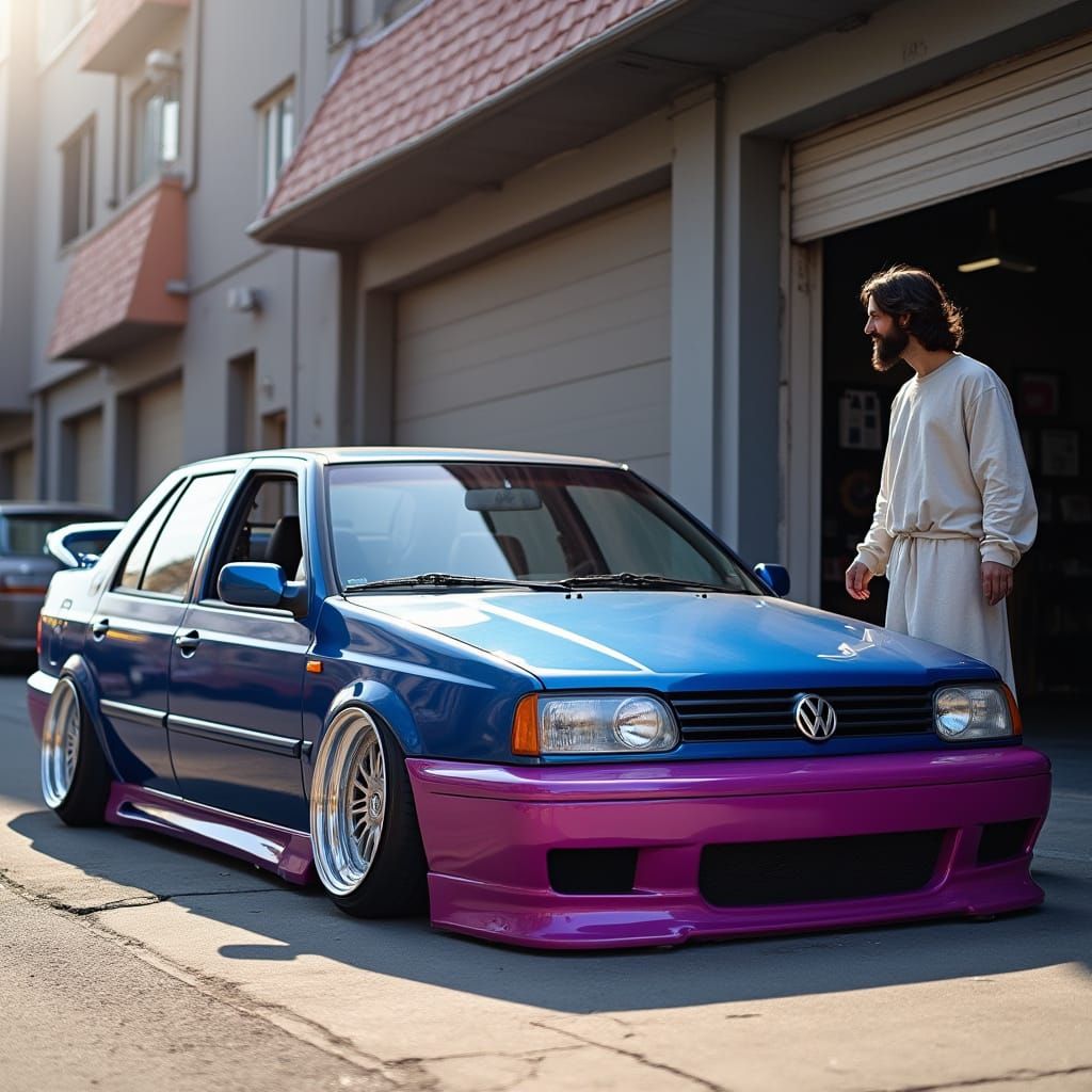 Stanced Volkswagen Jetta 1995 in Urban Oasis