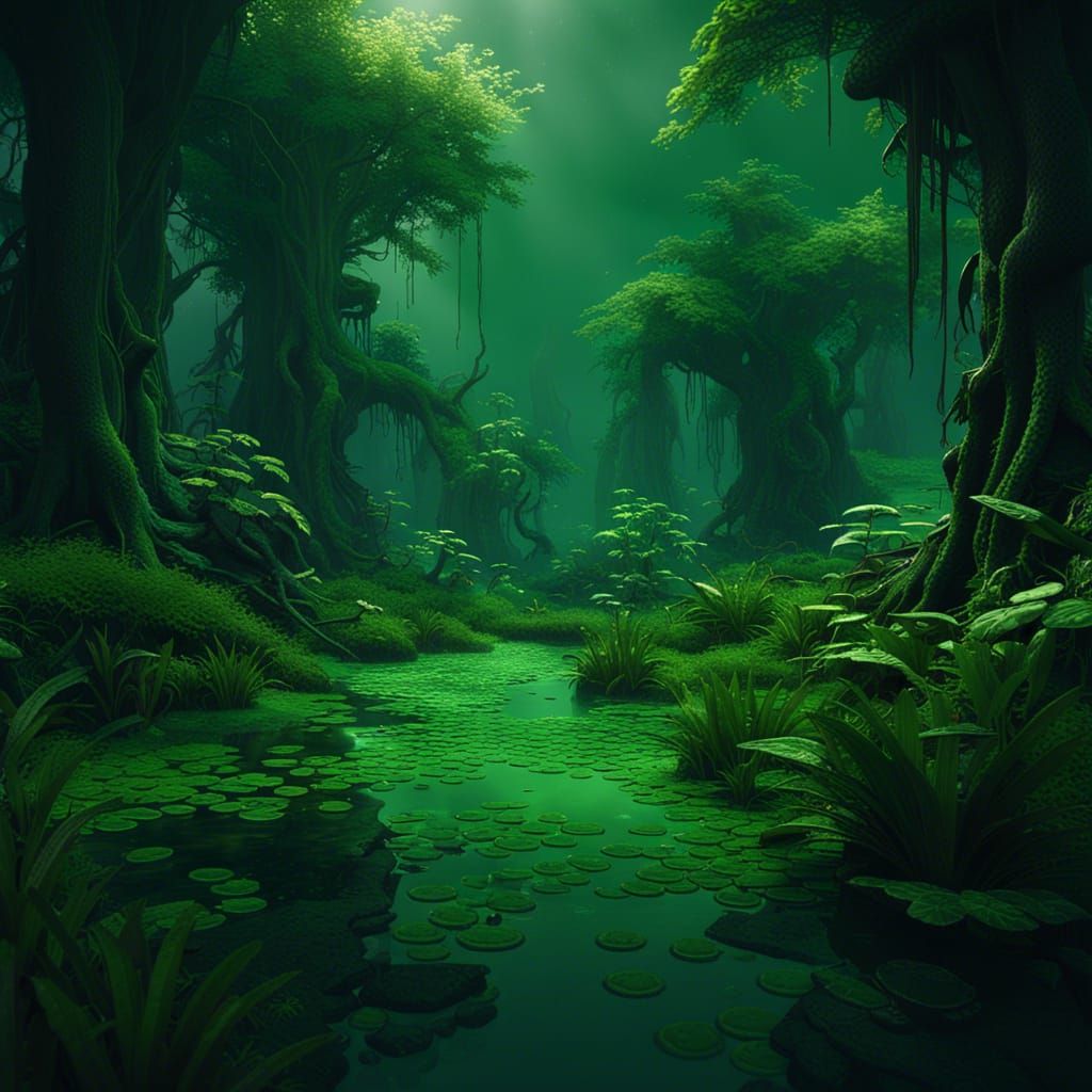 Dark Fantasy Swamp with Poisonous Fog