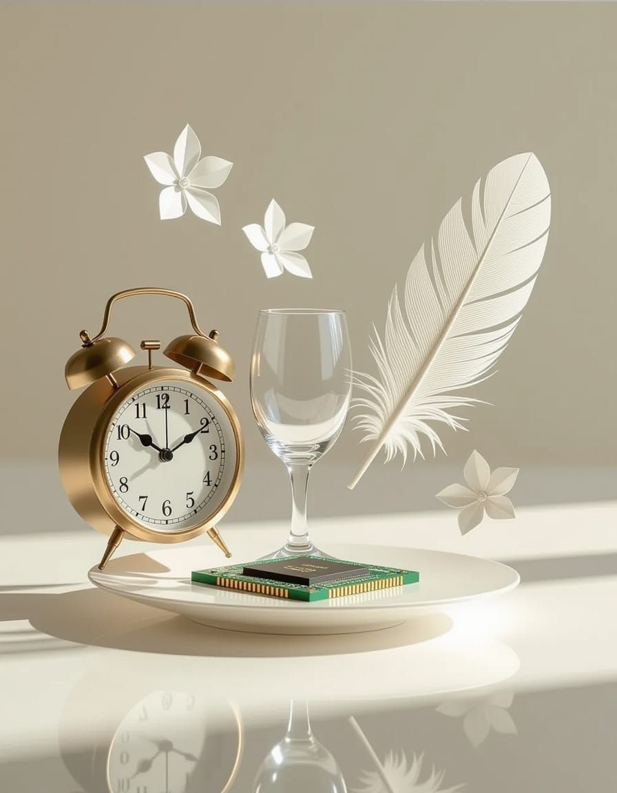 Conceptual Still-Life in Origami Papercraft Style