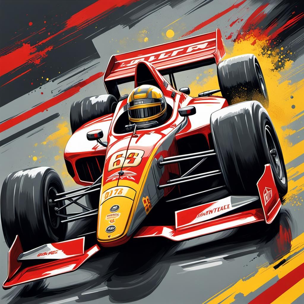 Red Race Car in Pop Art Style Illustration