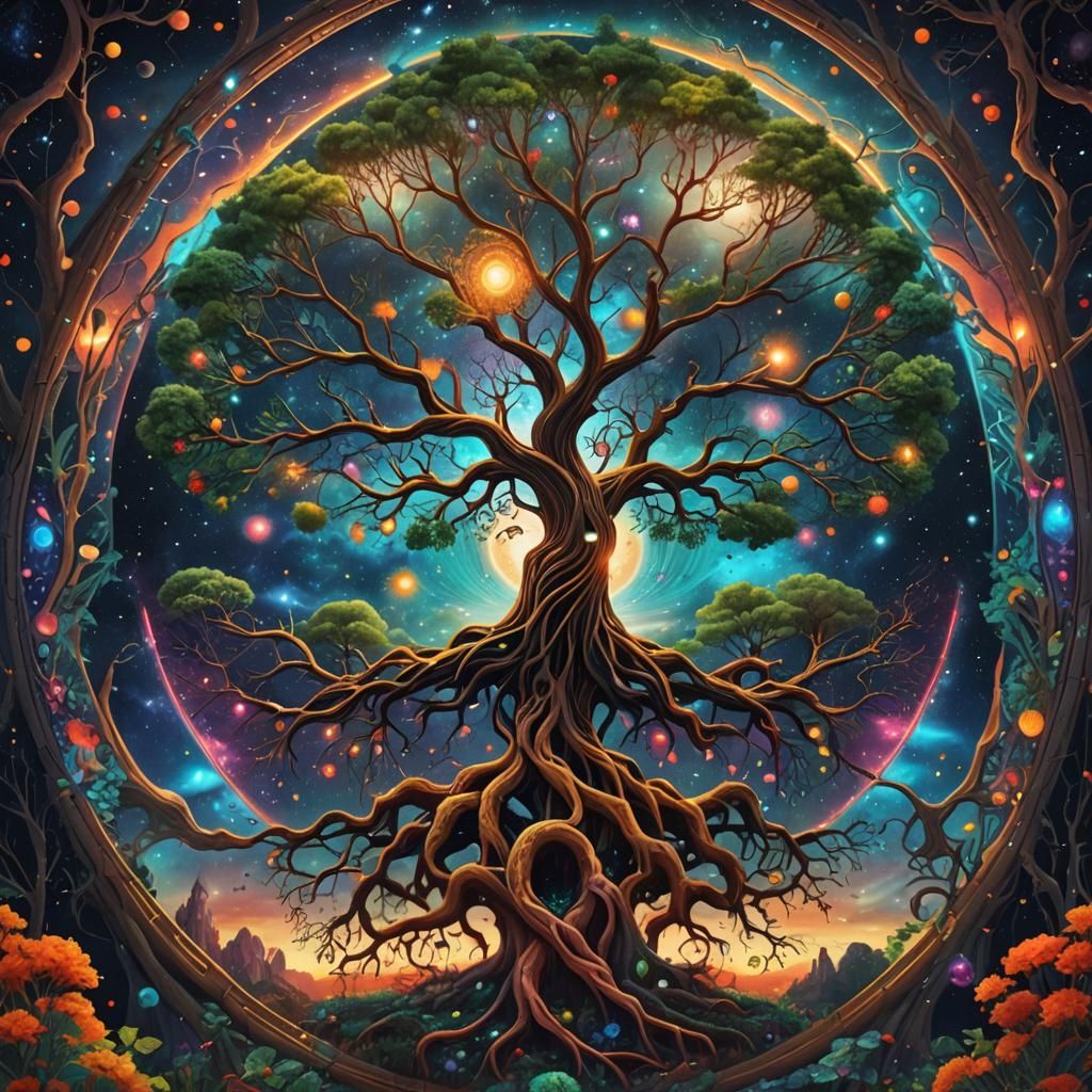 Psychedelic Tree of Life in Galaxy Space