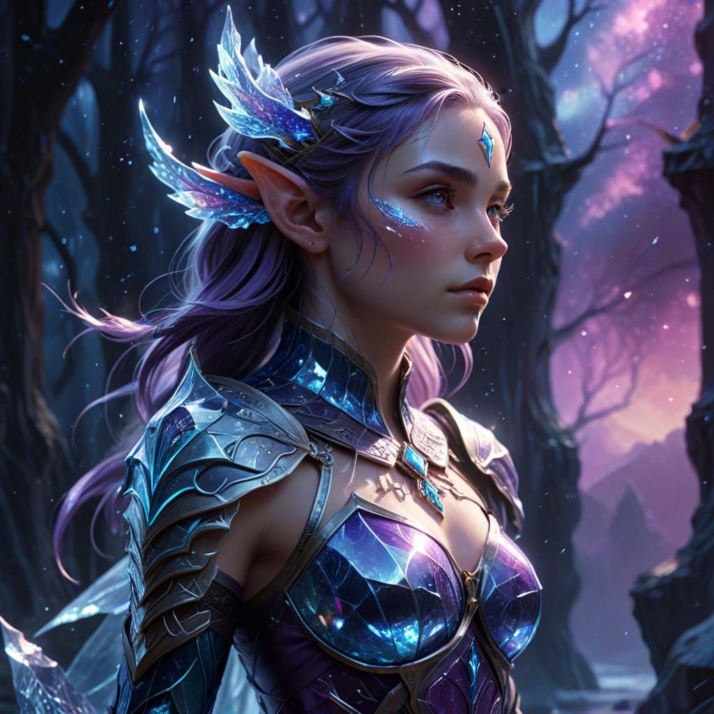 Ice Elf Warrior Bathed in Celestial Starlight