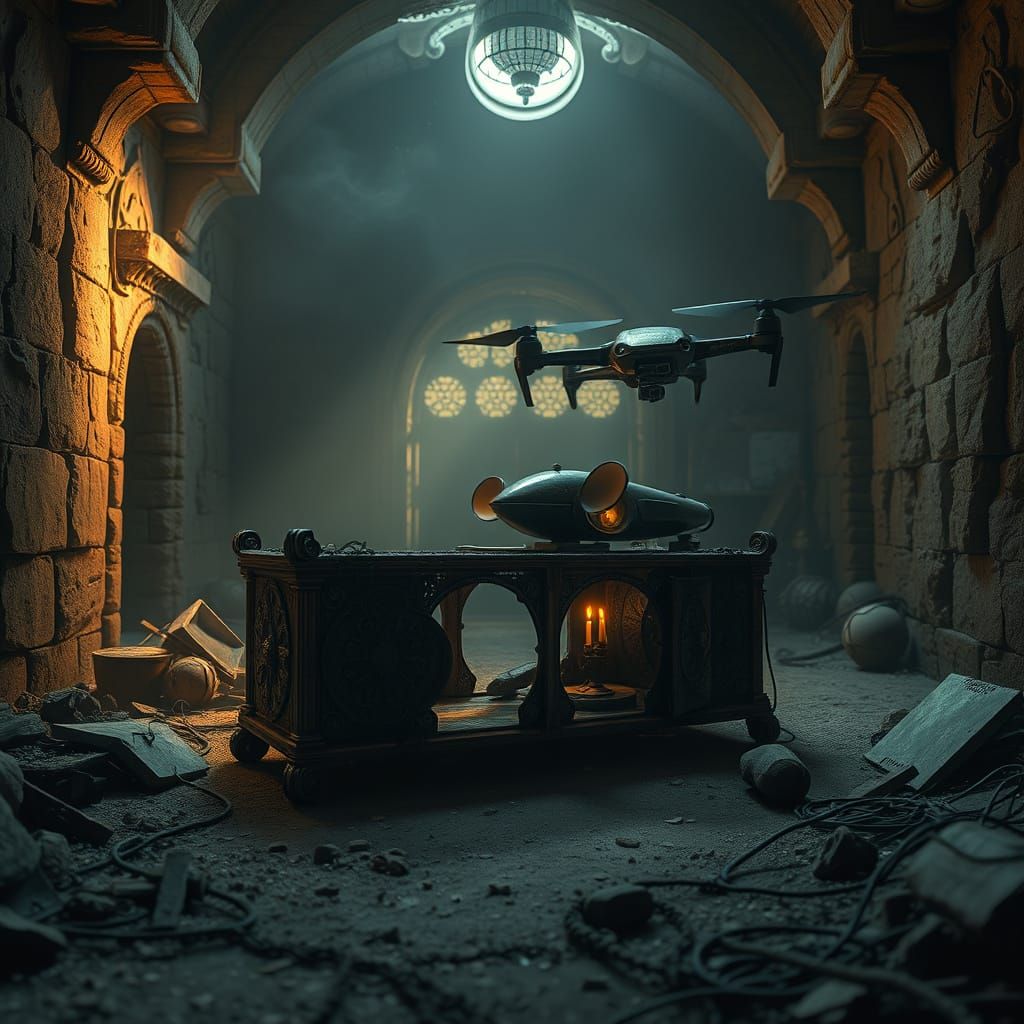 Ancient Mouse Trap Meets Futuristic Drone in Abandoned Chamb...