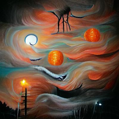 Surreal Orange Spirit in Night, Digital Painting