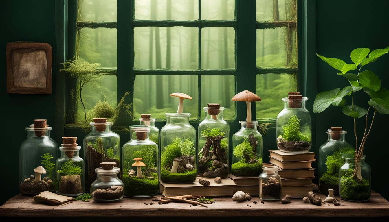 Botanist's Cottage: Vintage Table with Forest Finds