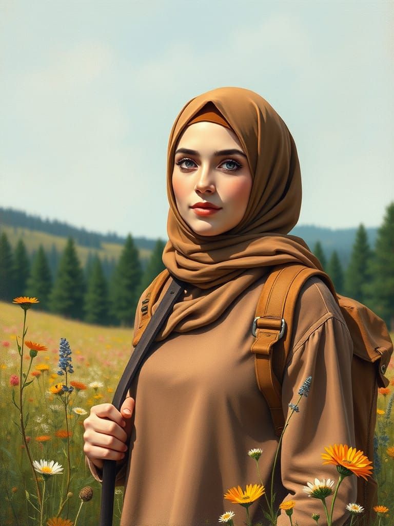 Earth-Toned Hijabi Florist Embarks on a Swedish Hike