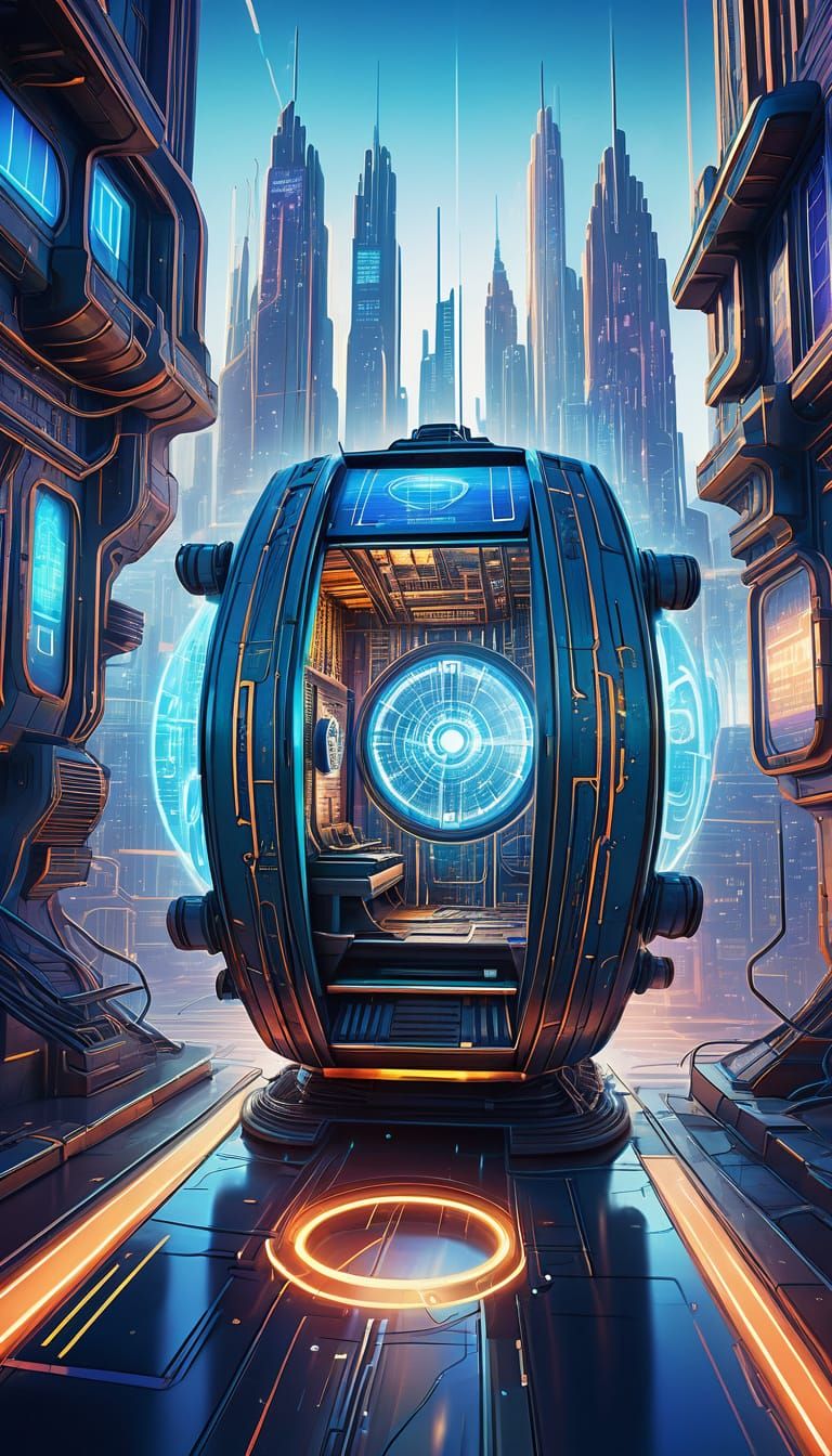 Futuristic Time Machine Reveals Cityscape