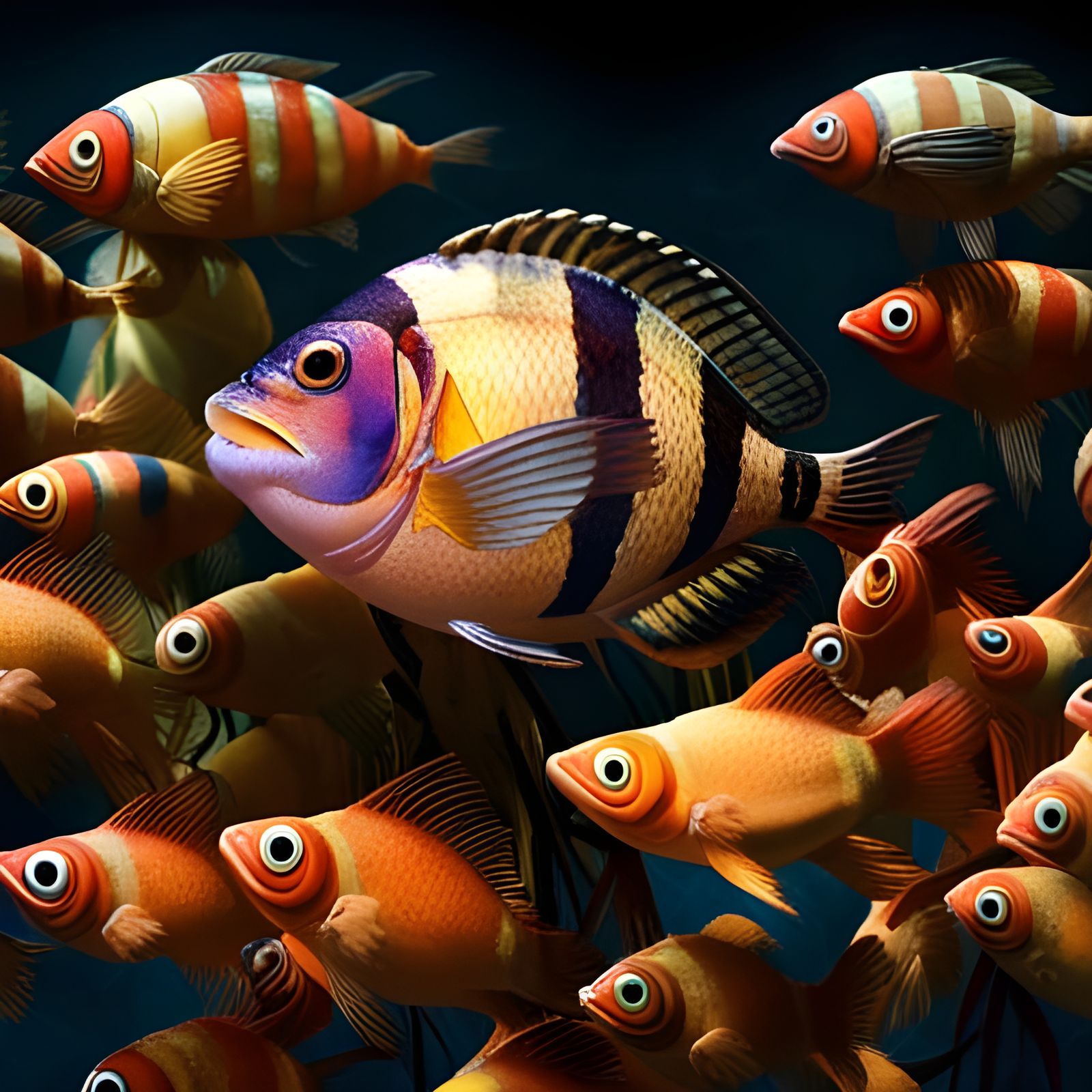 Detailed Fish in Japanese Maximalist Style