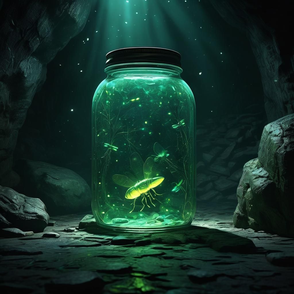 Eerie Firefly Glow in Dark Fantasy Cave