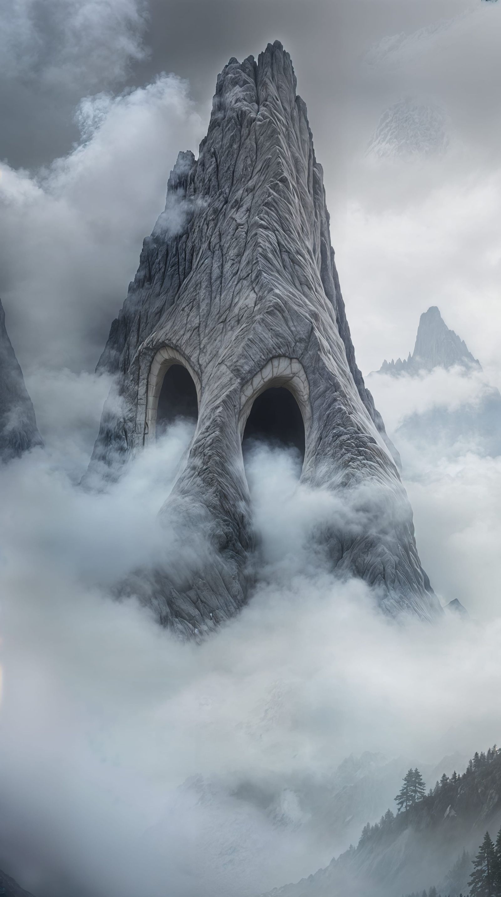 Surreal Mountain with Colossal Anatomical Nose