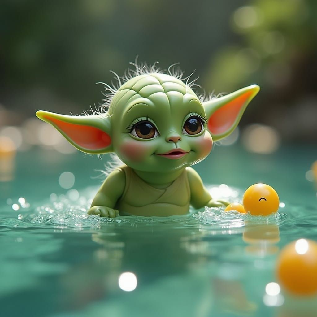 Yellow Rubber Duck Soars in Crystal Waters with Laughing Bab...