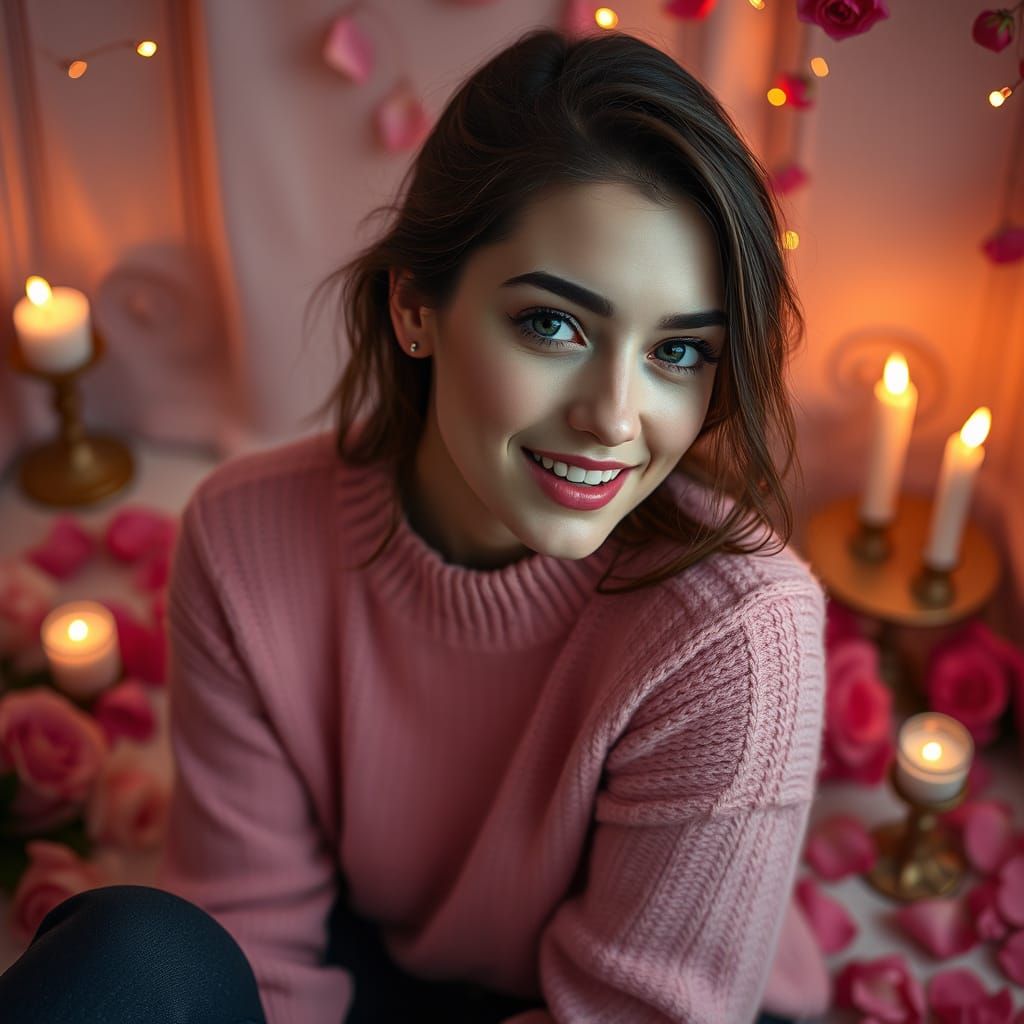 Whimsical European Beauty in Candlelit Fantasy