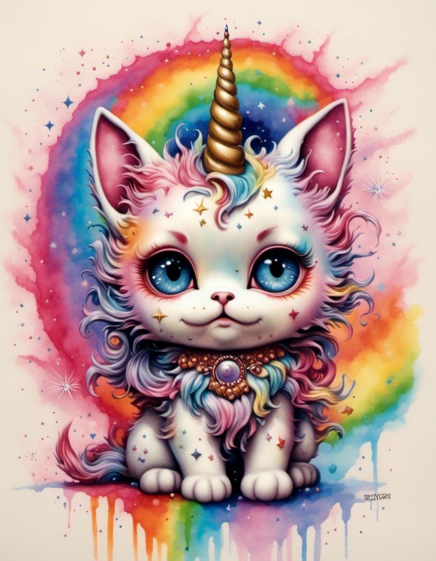 Cosmic Rainbow Unicorn Kitten