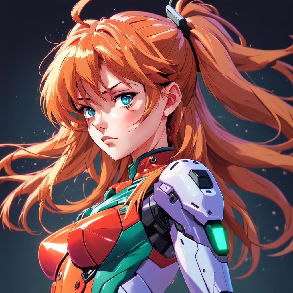 Asuka Langley Portrait in Dynamic Anime Style