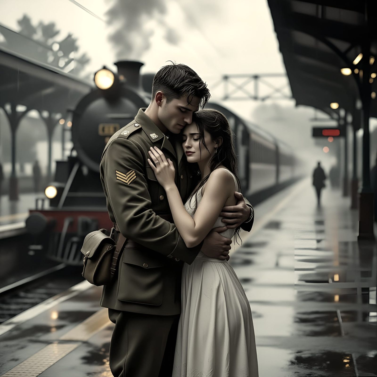 Melancholic Goodbye: Soldier and Lover in Sepia Tone