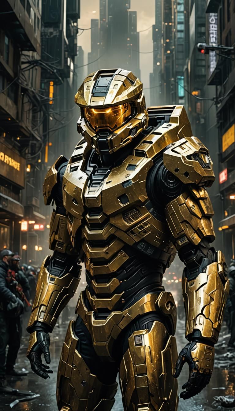 Halo Master Chief in Detailed Gold Armor