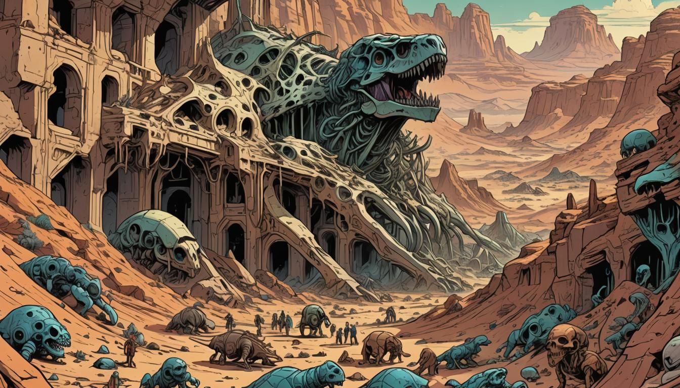 Retro Sci-Fi Comic Art of Martian Ruins