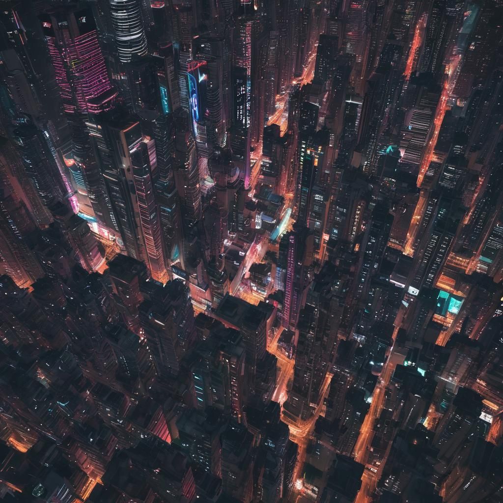 Cyberpunk Walled City of Kowloon at Night