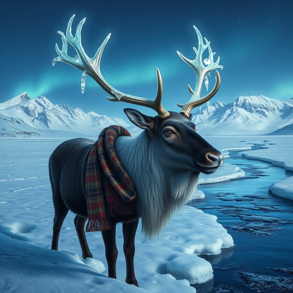 Serenely Glowing Reindeer in Winter Wonderland