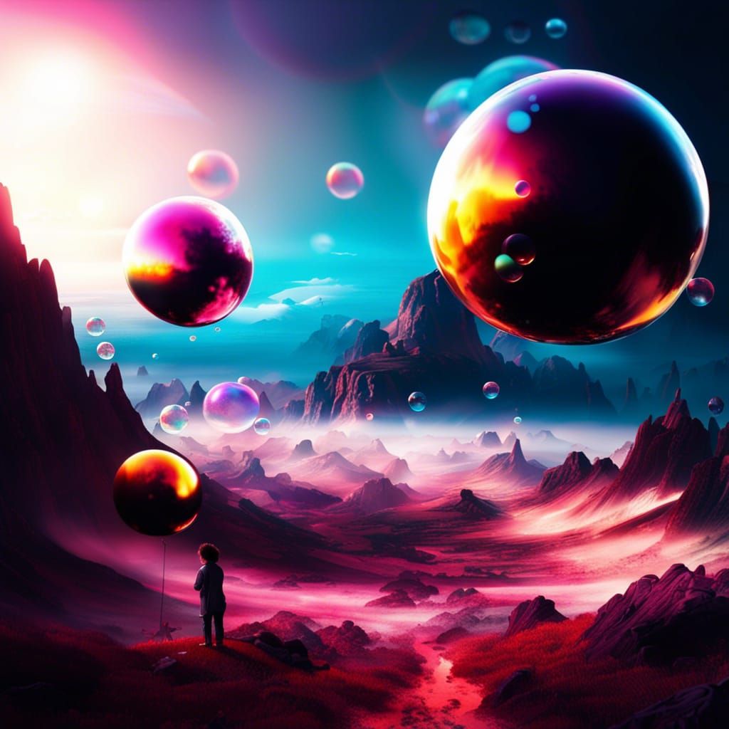 Vibrant Bubble World Digital Matte Painting