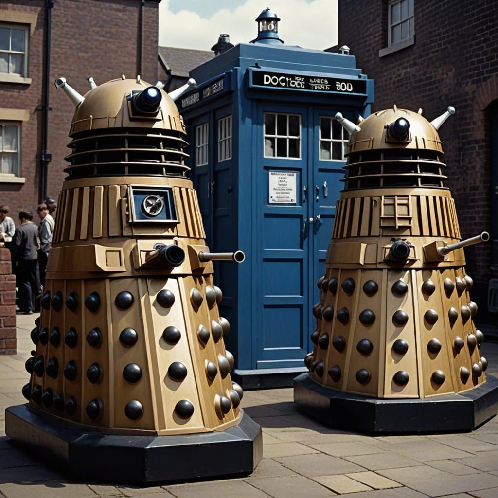 Retrofuturistic Doctor Who Meets Cyberpunk Daleks