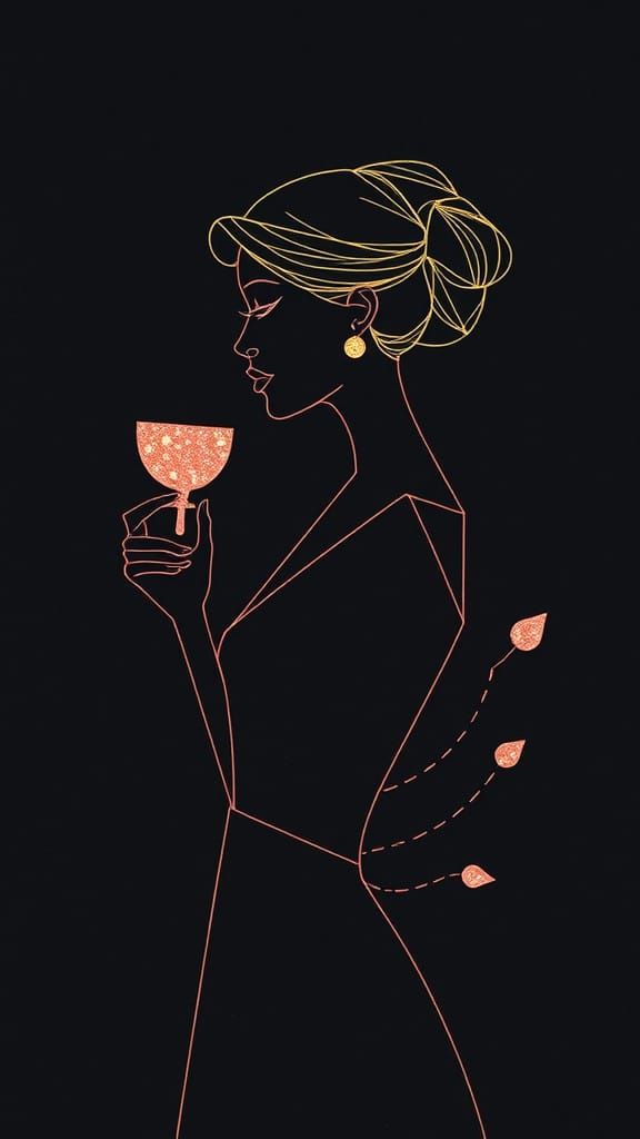 Elegant Female Profile with Hazy Coffee Cup in Geometric Min...