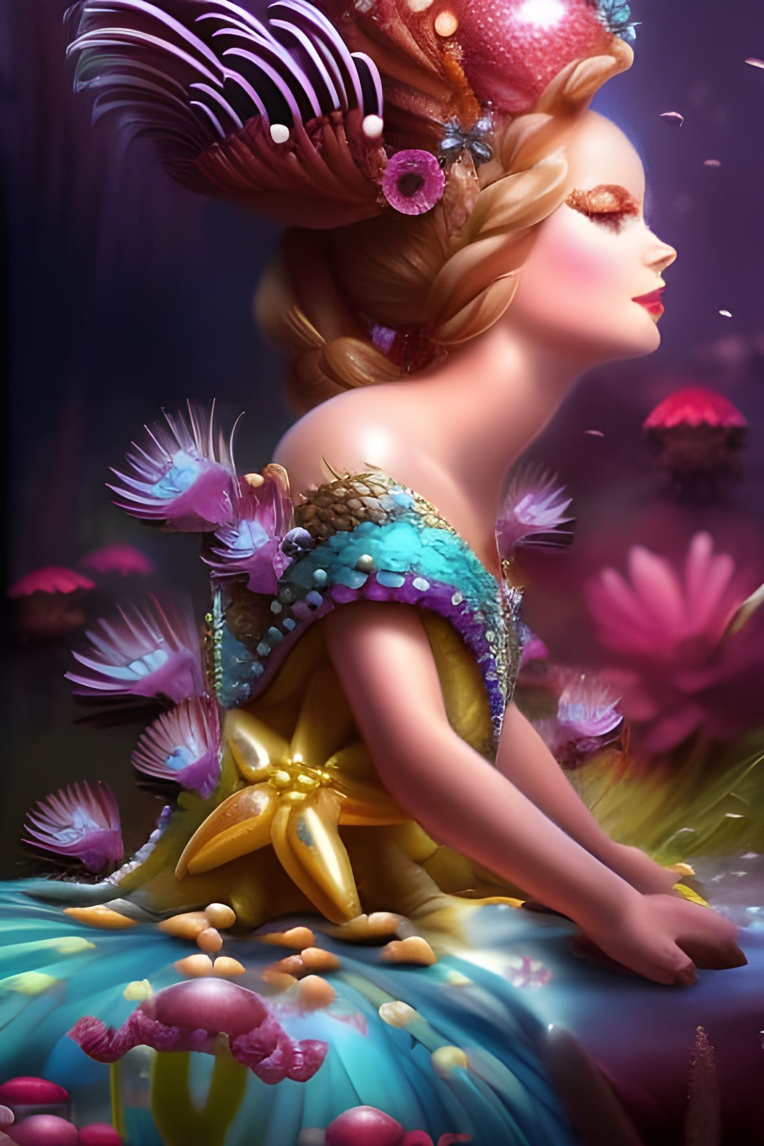 Crab Queen Portrait in Steampunk Biopunk Style